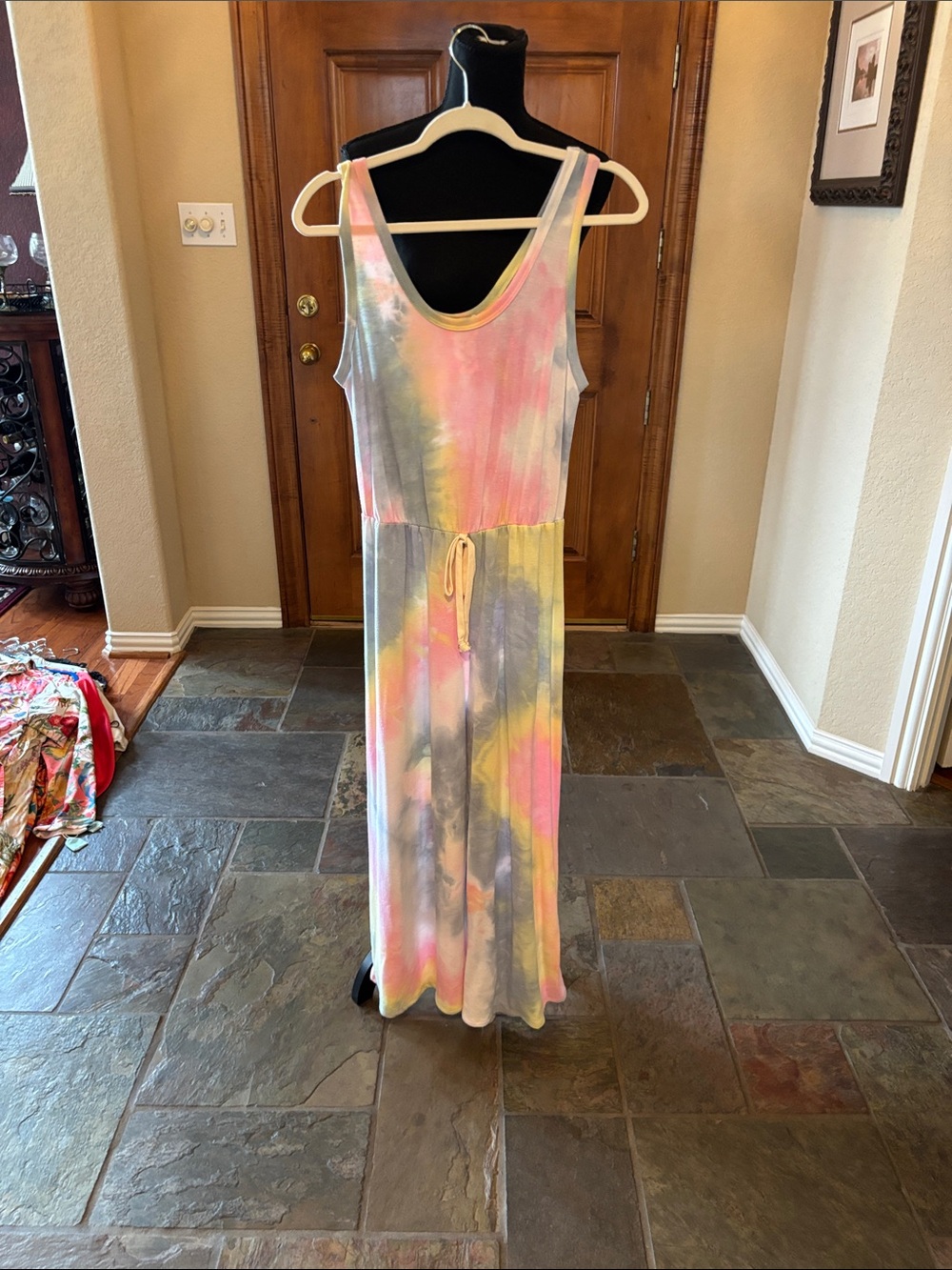 Caution To The Wind Tie-Dye Sleeveless Jumpsuit in Pink, Yellow & Gray